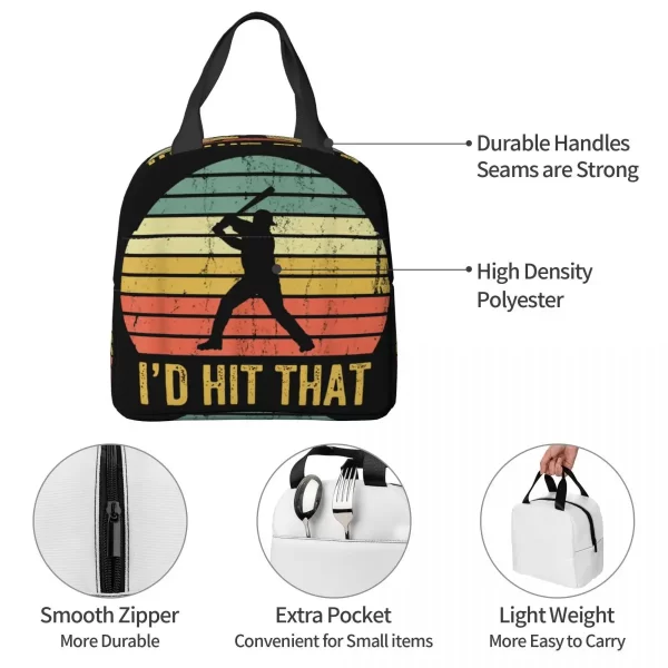 Vintage Baseball Player Insulated Lunch Bags A League of Their Own Thermal Bag Tote Lunch Box Office Travel Food Storage Bags - Image 5