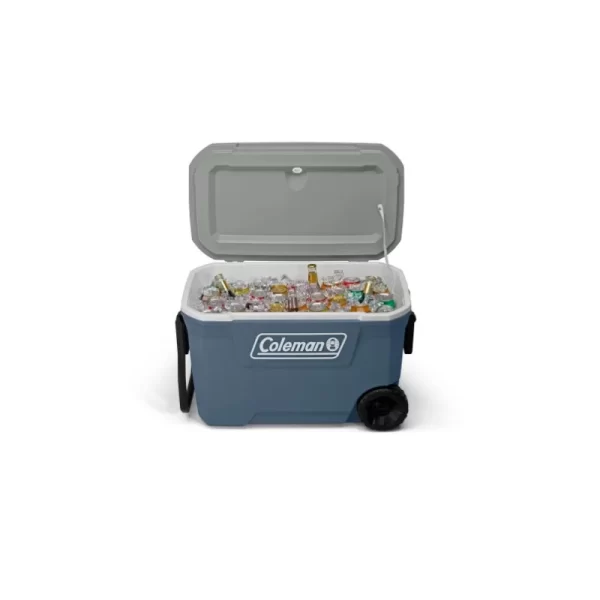 Coleman 316 Series 62QT Lakeside Blue Hard Chest Wheeled Cooler for Backyard, Camping, Beach or Tailgate - Image 3