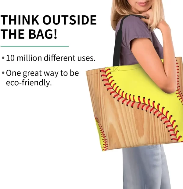 Baseball White Baseball Tote Bag For Women Men Baseball Large Tote Bag - Image 2