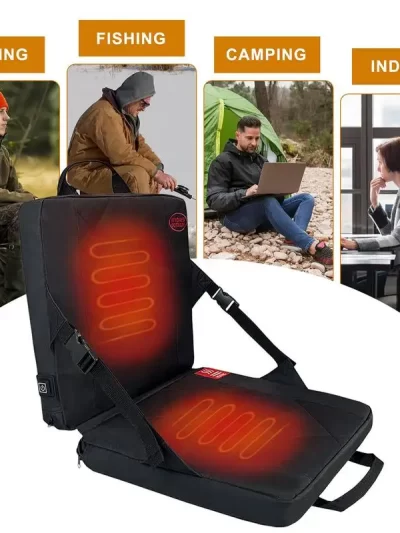 Heated Stadium Seat Foldable heated chair cushion Heated Seats for Bleachers with Back Support 3 Levels Heating Bleacher Seats