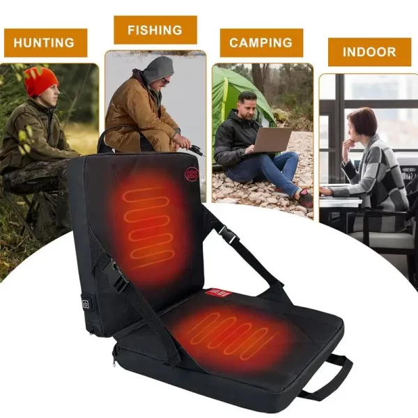 Heated Stadium Seat Foldable heated chair cushion Heated Seats for Bleachers with Back Support 3 Levels Heating Bleacher Seats