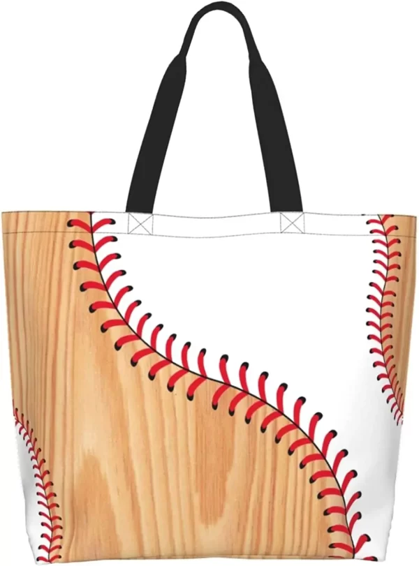 Baseball White Baseball Tote Bag For Women Men Baseball Large Tote Bag - Image 9