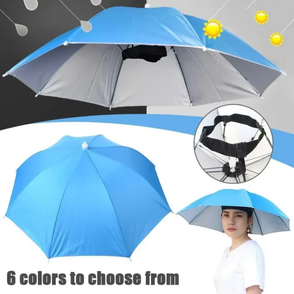 Portable Rain Umbrella Hat Foldable Outdoor Fishing Sunshade Waterproof Camping Headwear Beach Head Hats Fishing Hat 50/55/69CM - Image 3