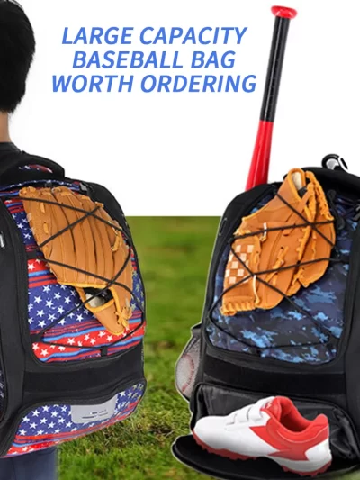 20-35L Baseball T-Ball Softball Equipment Bag Gear Large Main Compartment For Helmet Accessories Separate Shoes Compartment
