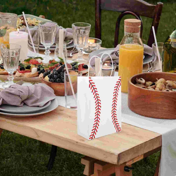 12pcs Sports Themed Paper Bags Handheld Baseball Tote Bag Gift Packaging Bags Party Favor - Image 4