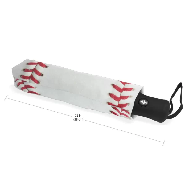 Sport Ball Red Stitching Baseball Travel Folding Umbrella Male Black Coating Anti-UV Women's Automatic Rain Umbrella Parasol - Image 4