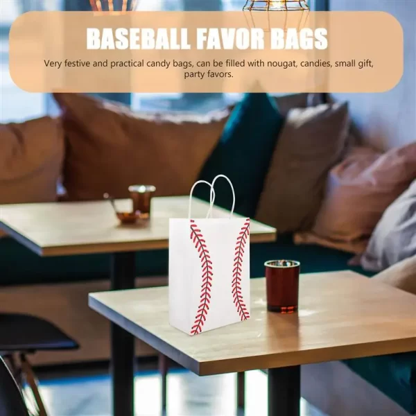 12pcs Sports Themed Paper Bags Handheld Baseball Tote Bag Gift Packaging Bags Party Favor - Image 5