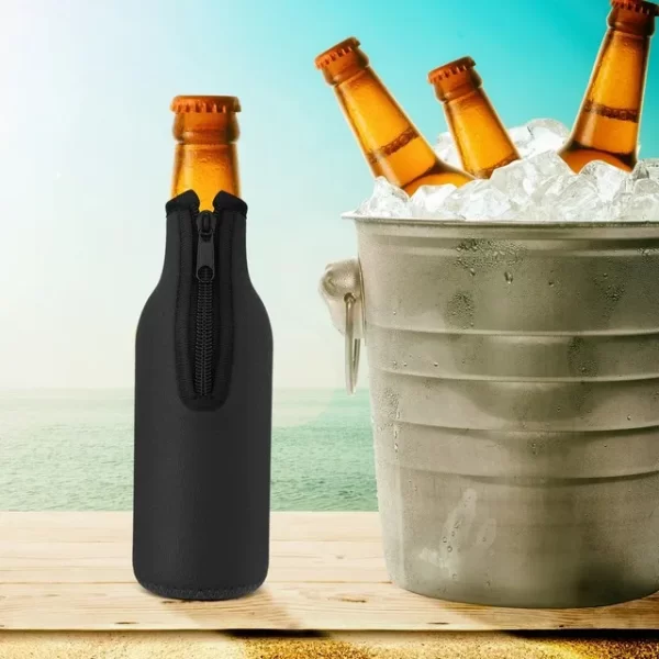 1pcs Beer Bottle Cooler Sleeves with Ring Zipper Collapsible Neoprene Insulators for 12oz 330ml Bottles Party Drink - Image 10
