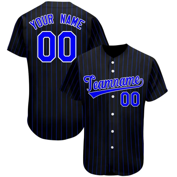 Pin Stripe Black Customizable Baseball Jersey - Image 17
