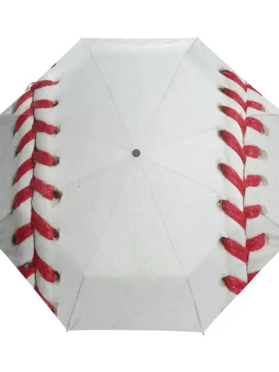 Sport Ball Red Stitching Baseball Travel Folding Umbrella Male Black Coating Anti-UV Women's Automatic Rain Umbrella Parasol