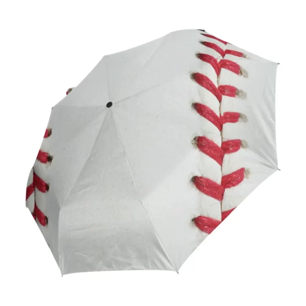 Sport Ball Red Stitching Baseball Travel Folding Umbrella Male Black Coating Anti-UV Women's Automatic Rain Umbrella Parasol - Image 2