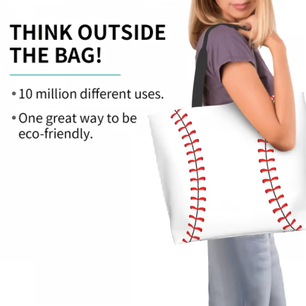 Baseball Extra Large Grocery Bag Reusable Tote Bag - Image 3