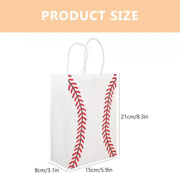 12pcs Sports Themed Paper Bags Handheld Baseball Tote Bag Gift Packaging Bags Party Favor - Image 6