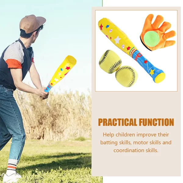 1 Set/4 Pcs Baseball Bat Kids Baseball Bat Kit Indoor Training Equipment T-Ball Bats - Image 2