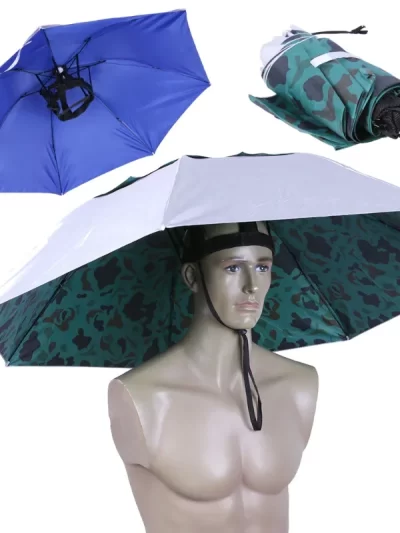 90CM Large Head Umbrella Anti-UV Anti-Rain Outdoor Travel Fishing Umbrella Hat Portable Three-Folding Umbrella Men Women
