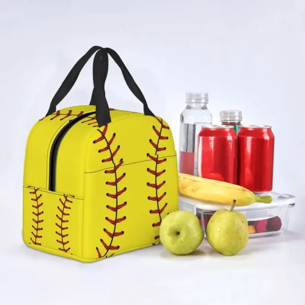 Softball Baseball Lace Lunch Box Women Waterproof Cooler Thermal Food Insulated Lunch Bag Office Work Reusable Picnic Tote Bags - Image 5
