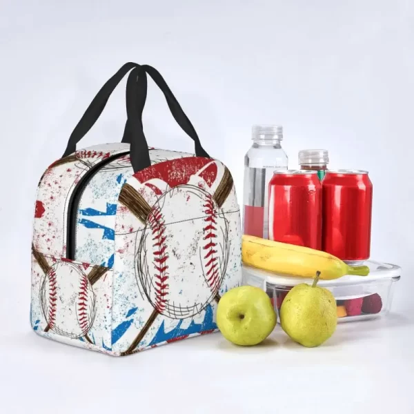 Custom Abstract Baseball Flag Lunch Bag Women Thermal Cooler Insulated Lunch Box for Student School Work Food Picnic Tote Bags - Image 5