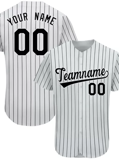 Pin Stripe Black Customizable Baseball Jersey