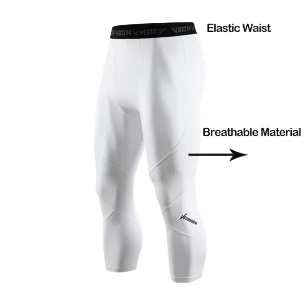 Soft 3/4 Compression Tights for Men Sportswear Quick Dry Training Leggings Gym Fitness Athletic Pants Sport Bottoms Running - Image 2