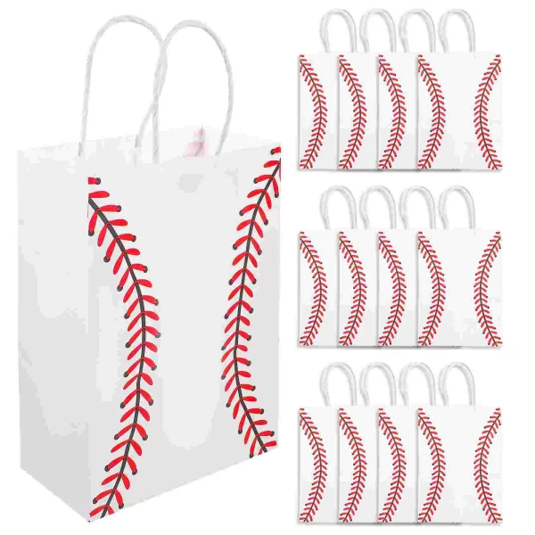 12pcs Sports Themed Paper Bags Handheld Baseball Tote Bag Gift Packaging Bags Party Favor