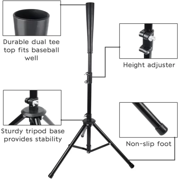 Baseball Batting Tee Tripod Adjustable Tripod Stand Tee for Hitting Training Practice Portable Foldable for Adult Kids Beginner - Image 3