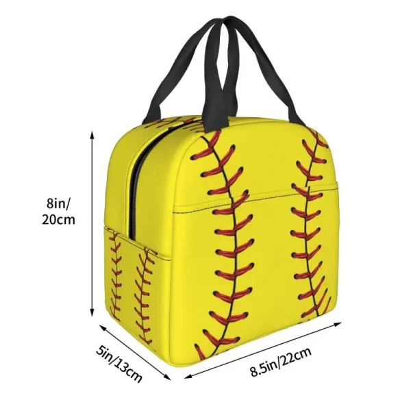 Softball Baseball Lace Lunch Box Women Waterproof Cooler Thermal Food Insulated Lunch Bag Office Work Reusable Picnic Tote Bags - Image 3