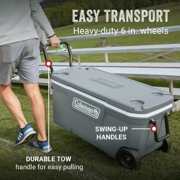 Coleman 316 Series Insulated Portable Cooler with Heavy Duty Wheels, Leak-Proof Wheeled Cooler with 100+ Can Capacity - Image 3
