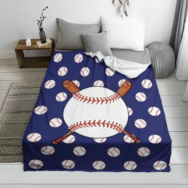 Softball Room Decor Soft Cute Baseball Texture Blanket - Image 3