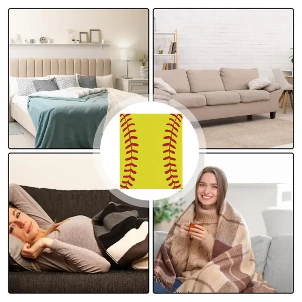 Softball Room Decor Soft Cute Baseball Texture Blanket - Image 4