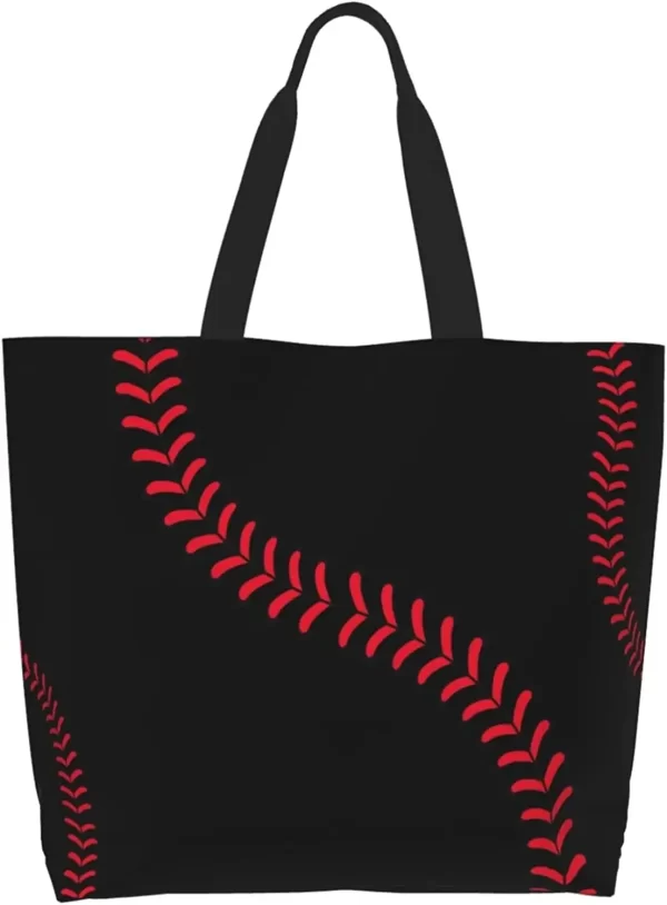 Baseball White Baseball Tote Bag For Women Men Baseball Large Tote Bag - Image 7