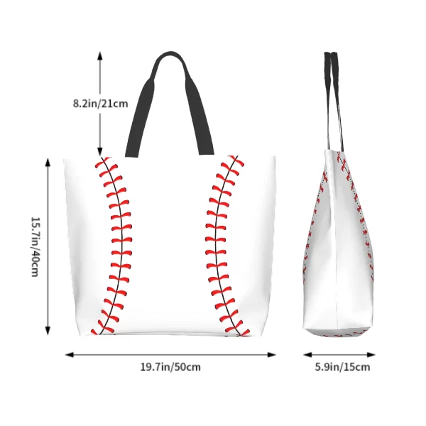 Baseball Extra Large Grocery Bag Reusable Tote Bag - Image 6