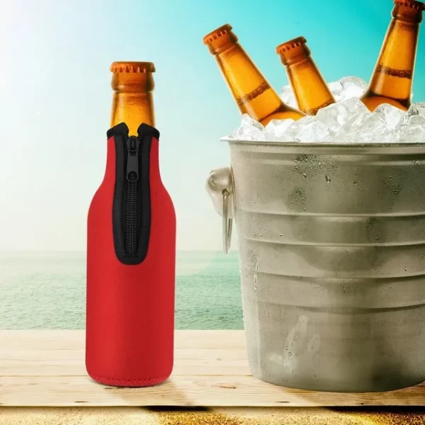 1pcs Beer Bottle Cooler Sleeves with Ring Zipper Collapsible Neoprene Insulators for 12oz 330ml Bottles Party Drink - Image 11