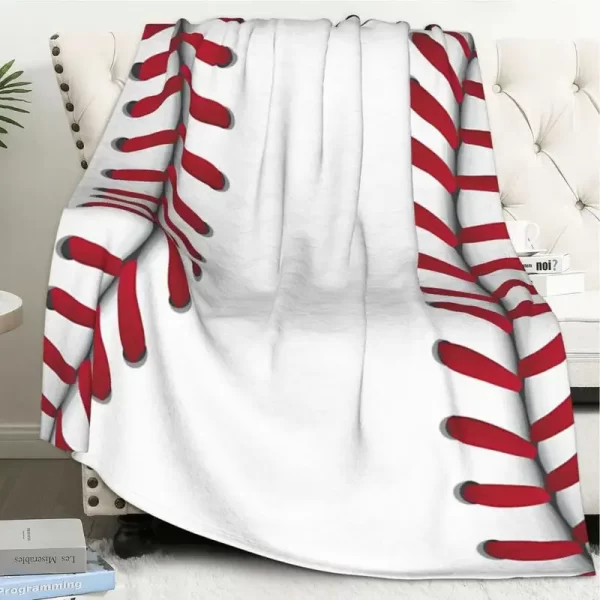 Softball Room Decor Soft Cute Baseball Texture Blanket - Image 2
