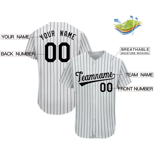 Pin Stripe Black Customizable Baseball Jersey - Image 5