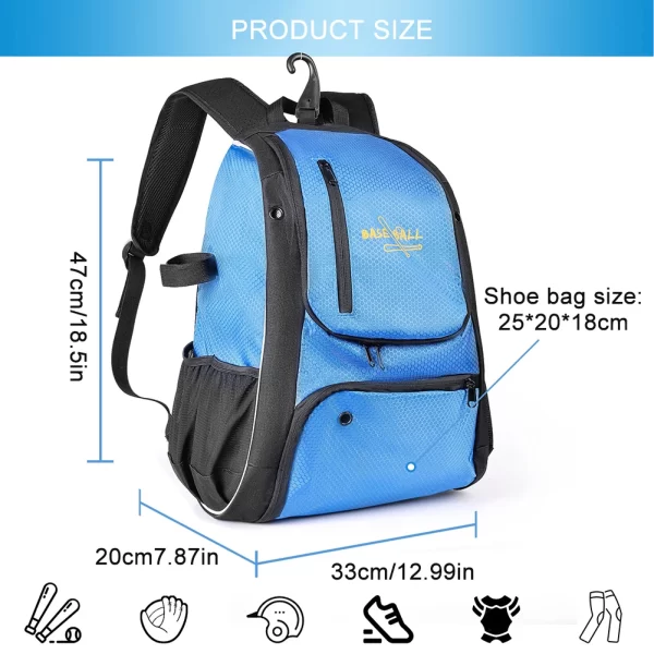 Baseball Training Backpack with Shoes Compartment Sports Equipments Backpack Waterproof Outdoor Match Storage Accessory Bag - Image 6