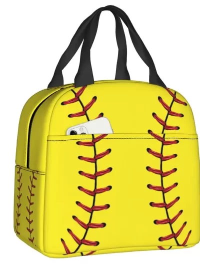 Softball Baseball Lace Lunch Box Women Waterproof Cooler Thermal Food Insulated Lunch Bag Office Work Reusable Picnic Tote Bags