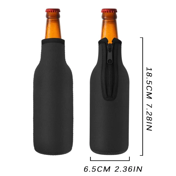 1pcs Beer Bottle Cooler Sleeves with Ring Zipper Collapsible Neoprene Insulators for 12oz 330ml Bottles Party Drink - Image 6