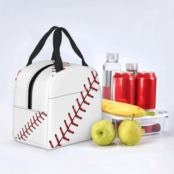 Softball Baseball Lace Lunch Box Thermal Cooler Food Insulated Lunch Bag for Kids School Children Portable Picnic Tote Bags - Image 5