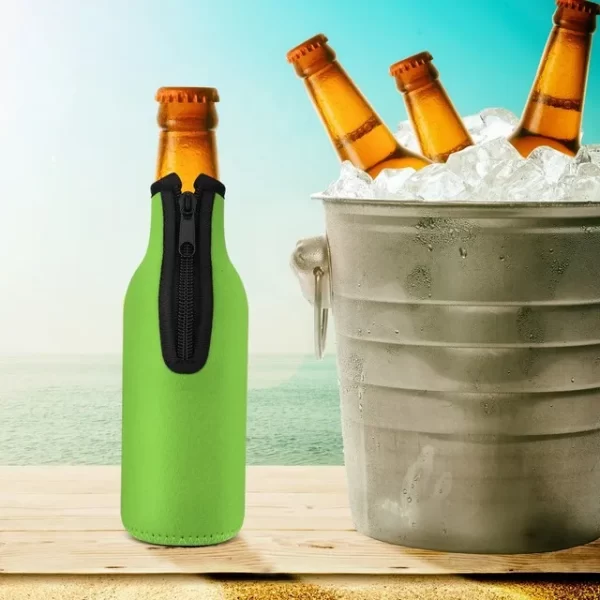 1pcs Beer Bottle Cooler Sleeves with Ring Zipper Collapsible Neoprene Insulators for 12oz 330ml Bottles Party Drink - Image 9