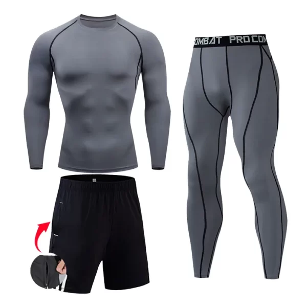Men's Compression Sportswear Suits Gym Tights Training Clothes Workout Jogging Sports Set Running Rashguard Tracksuit For Men - Image 18