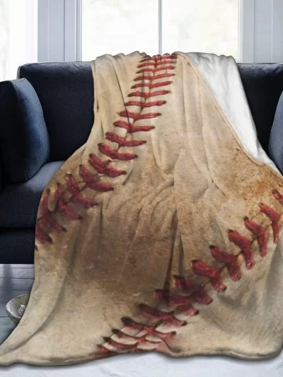 Baseball Flannel Bed Blanket Lightweight Cozy Plush Throw Blanket for Bedroom Living Rooms Sofa Couch
