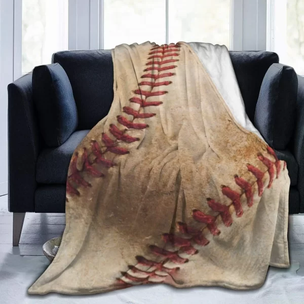 Baseball Flannel Bed Blanket Lightweight Cozy Plush Throw Blanket for Bedroom Living Rooms Sofa Couch