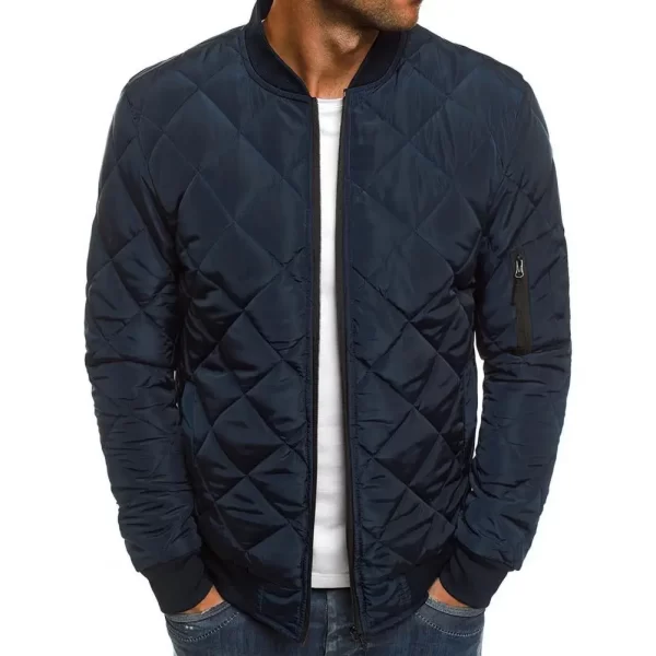 Men's Winter Long-sleeved Stand-up Collar Fashion Solid Color Casual Cotton Clothing Warm Zipper Pocket Classic Baseball Uniform - Image 4