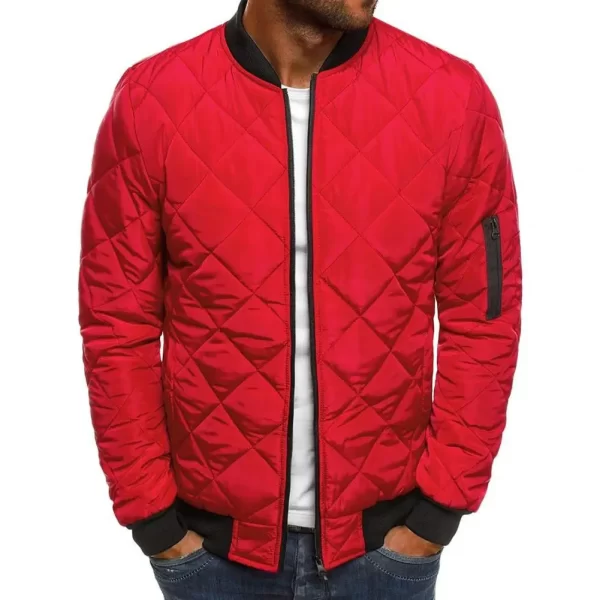 Men's Winter Long-sleeved Stand-up Collar Fashion Solid Color Casual Cotton Clothing Warm Zipper Pocket Classic Baseball Uniform - Image 2