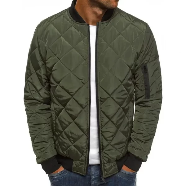 Men's Winter Long-sleeved Stand-up Collar Fashion Solid Color Casual Cotton Clothing Warm Zipper Pocket Classic Baseball Uniform - Image 5