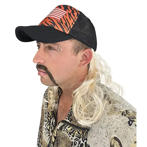 Exotic Cosplay Baseball Caps Unisex Men Fake Blonde Wig Hat Clip Earrings and Mustache Set Adults Party Cap gorras hombre - Image 2