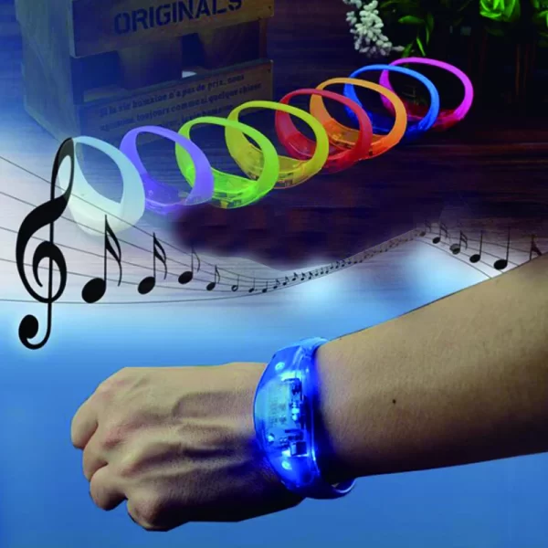 20PCS Fluorescent Bracelets Sound Control Led Flashing Silicone Bracelet Vibration Bangle Christmas DJ wedding Party Decoration - Image 2
