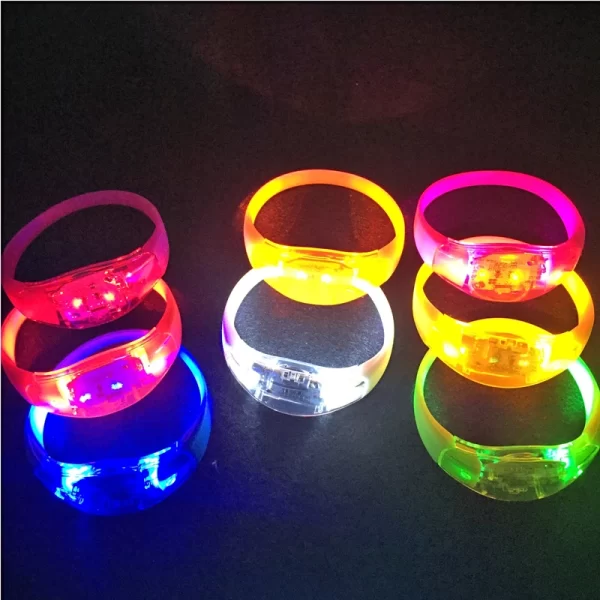 20PCS Fluorescent Bracelets Sound Control Led Flashing Silicone Bracelet Vibration Bangle Christmas DJ wedding Party Decoration - Image 4