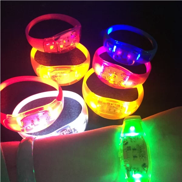 20PCS Fluorescent Bracelets Sound Control Led Flashing Silicone Bracelet Vibration Bangle Christmas DJ wedding Party Decoration - Image 3