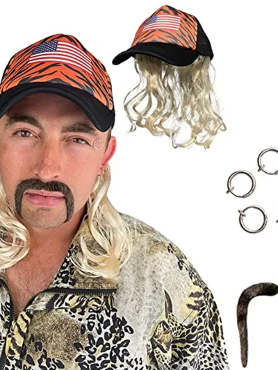 Exotic Cosplay Baseball Caps Unisex Men Fake Blonde Wig Hat Clip Earrings and Mustache Set Adults Party Cap gorras hombre